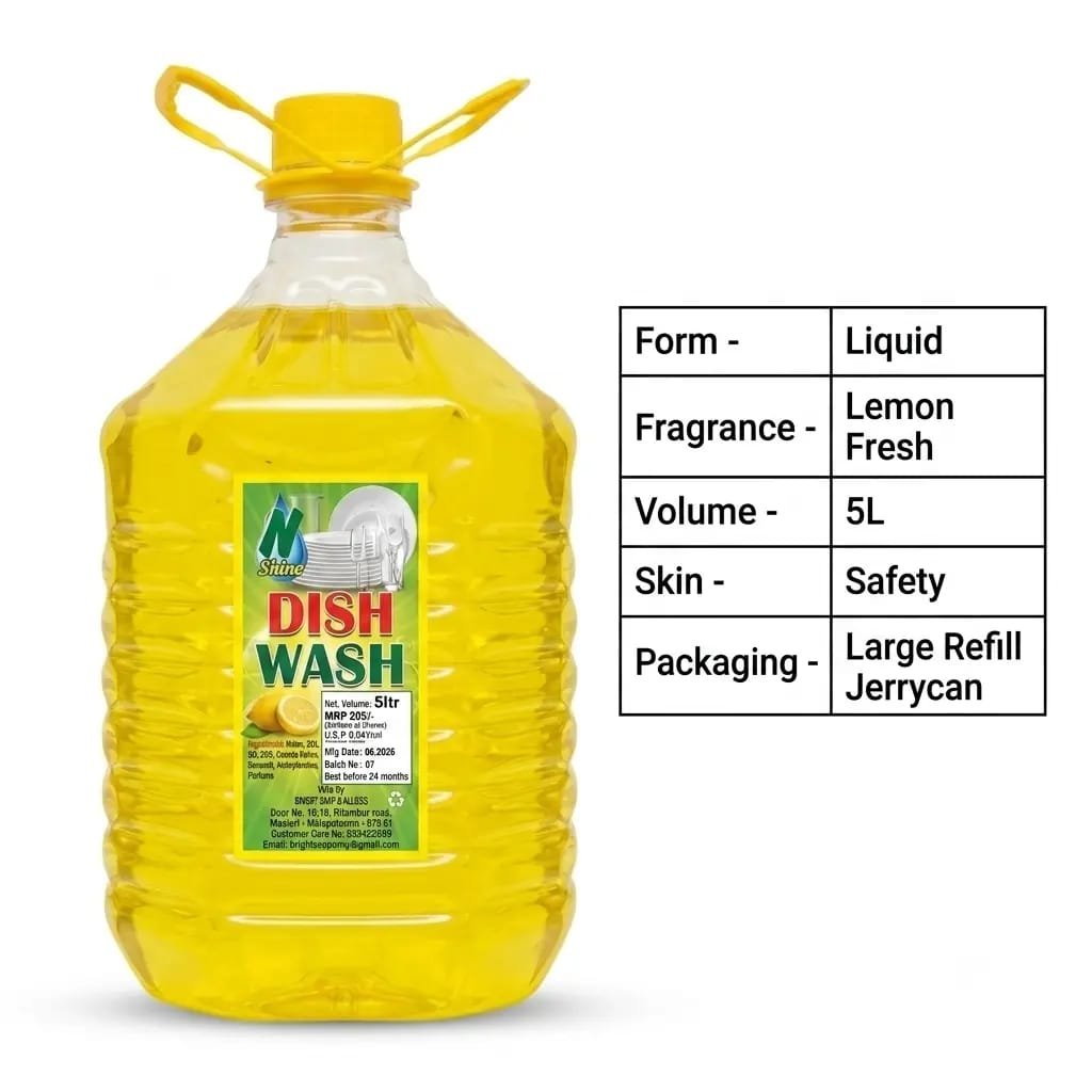 Lemon Fresh N Shine Dish Wash Liquid 5Ltr - Image 3